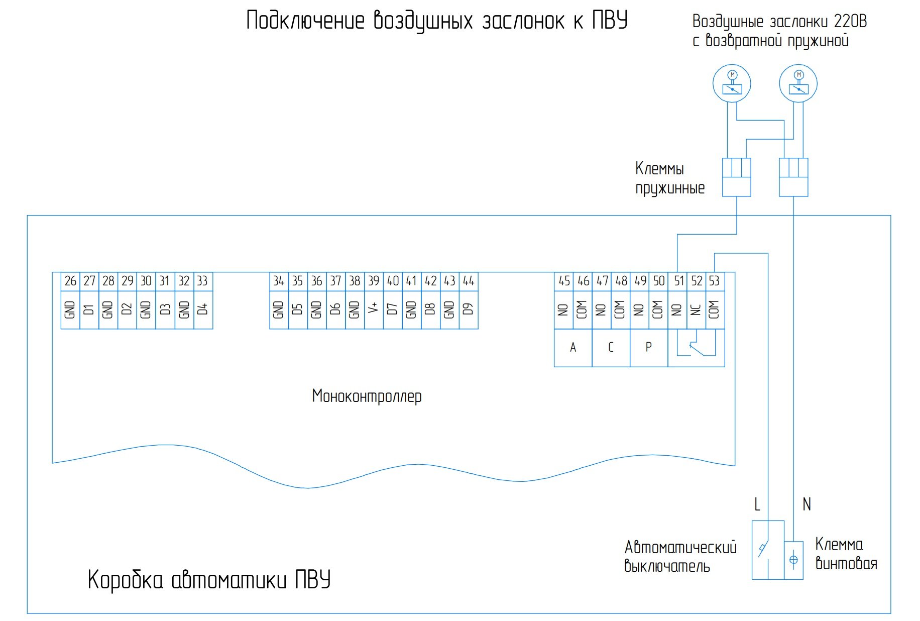 Подключение воздушных заслонок